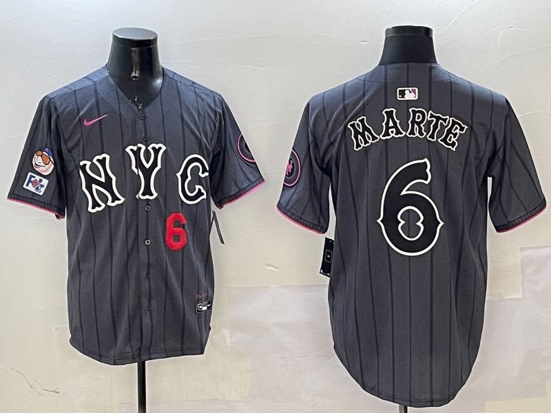 Men New York Mets #6 Marte Black City Edition 2025 Nike MLB Jersey style 6